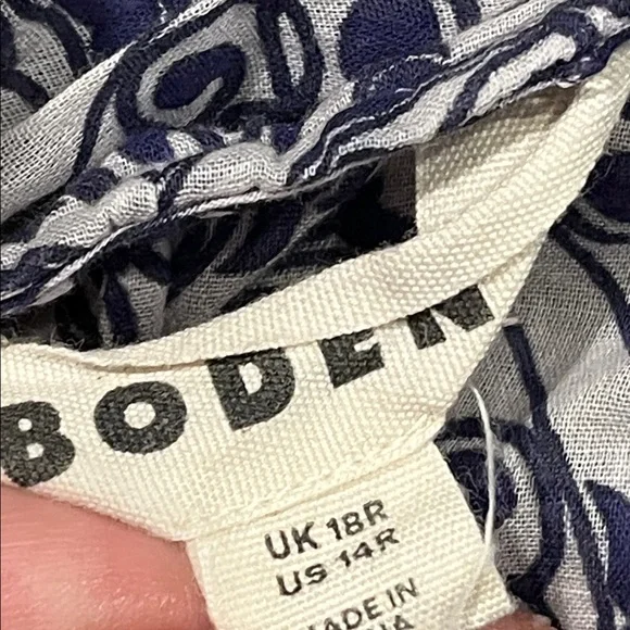 Boden US 14 Sarah Kaftan Dress Blue 0298 Ribbon maxi Paisley Whirl long sleeve - Picture 5 of 12